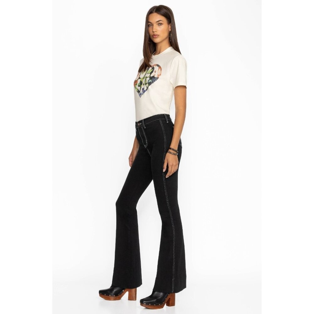 Johnny Was Sasson Black Rue De La Flare Jeans NWT $198, Size 29